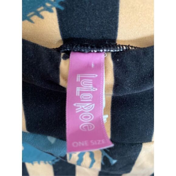 LuLaRoe TC2 Halloween striped haunted house, black and orange leggings one size - Picture 5 of 5